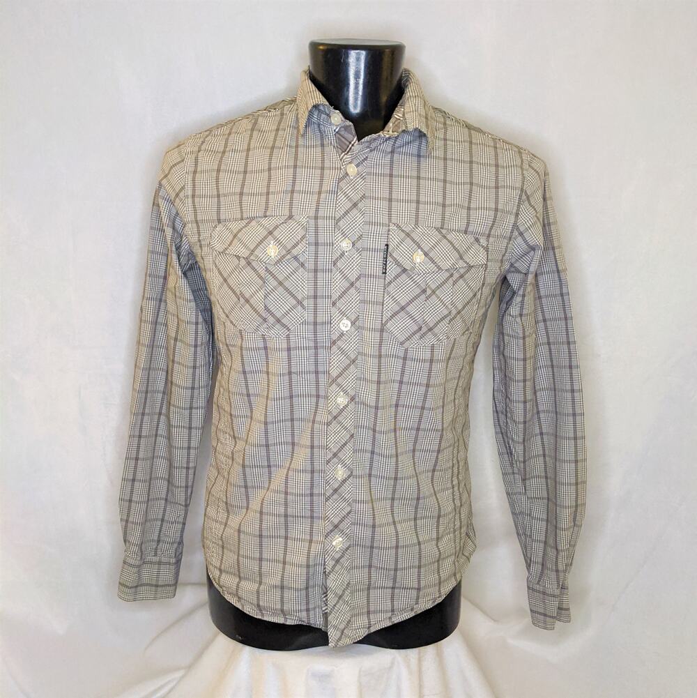 Ecko Unltd Men's Striped Button Shirt Brown Medium Excellent